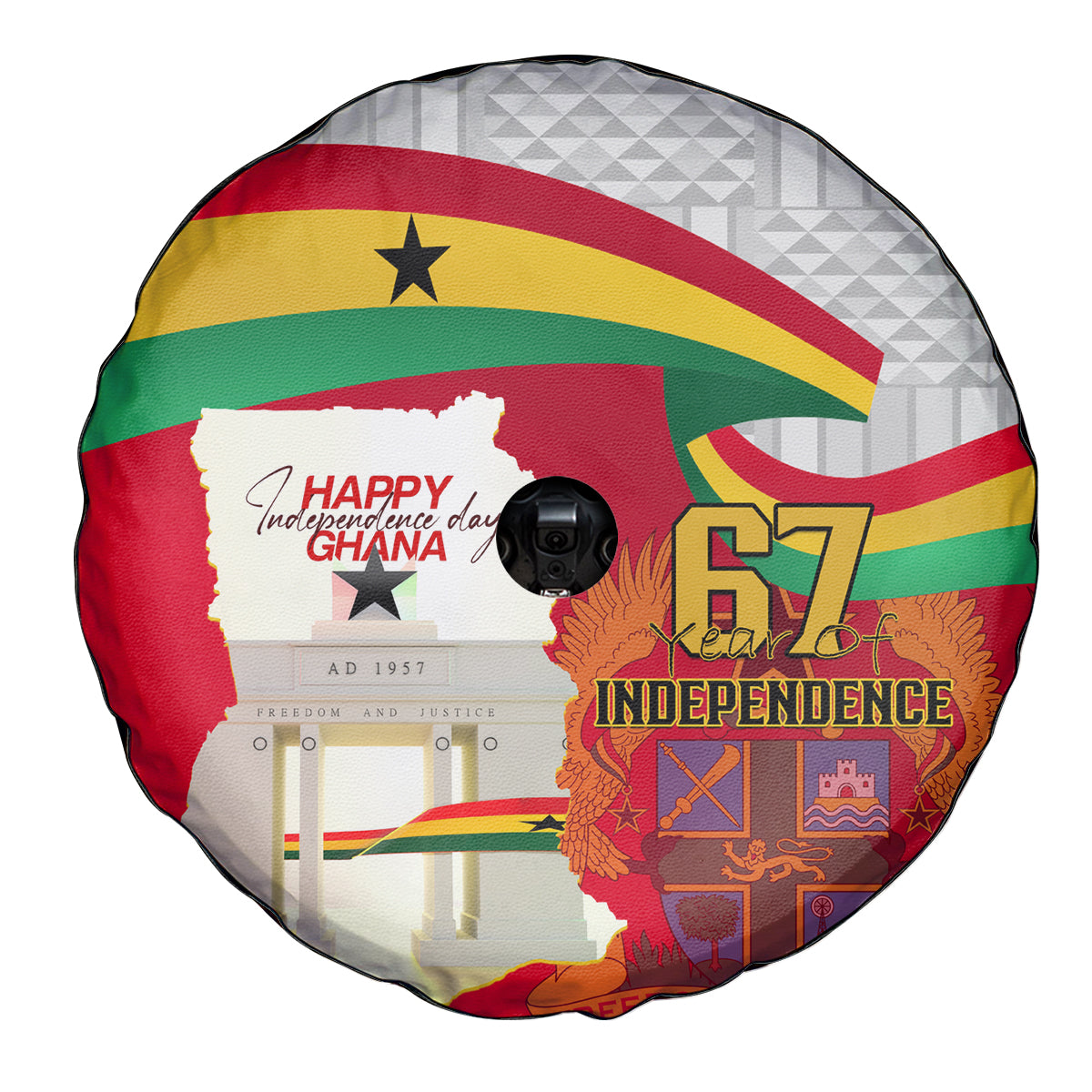 Ghana Independence Day Spare Tire Cover Gana Map Happy 67 Years Anniversary - Wonder Print Shop