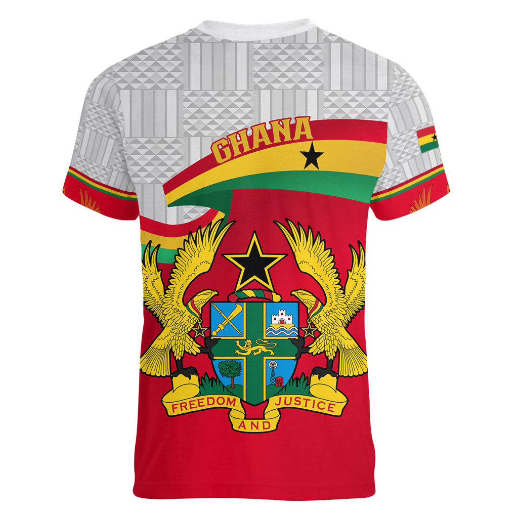 Ghana Independence Day Women V Neck T Shirt Gana Map Happy 67 Years Anniversary - Wonder Print Shop