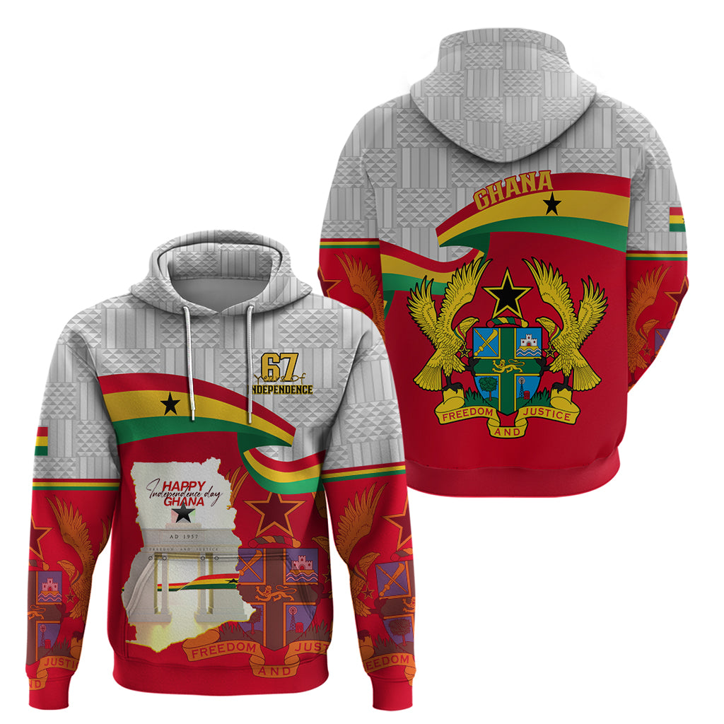 Ghana Independence Day Zip Hoodie Gana Map Happy 67 Years Anniversary - Wonder Print Shop