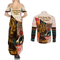 Africa International Women Day Couples Matching Summer Maxi Dress and Long Sleeve Button Shirt African Pattern - Wonder Print Shop