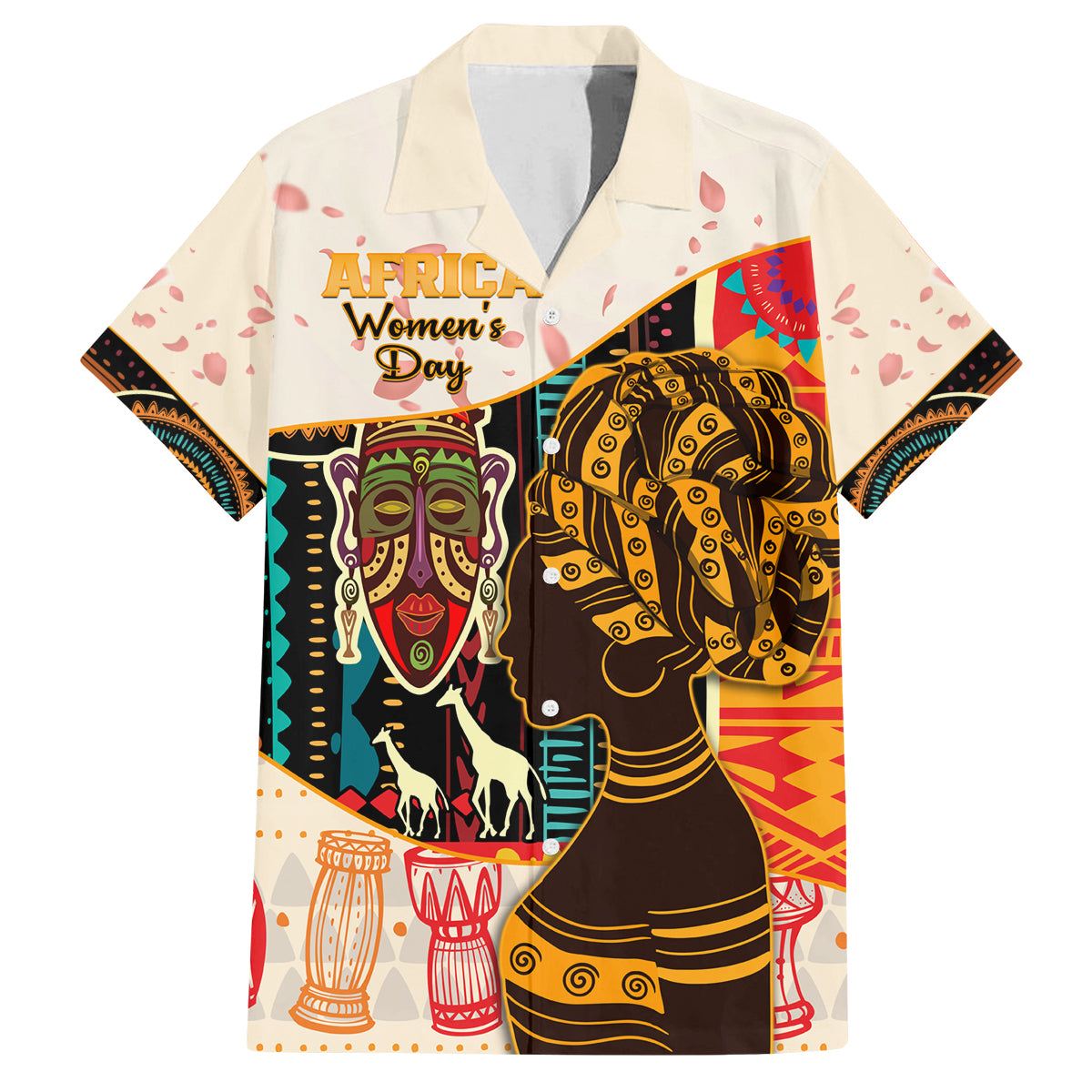 Africa International Women Day Family Matching Off Shoulder Maxi Dress and Hawaiian Shirt African Pattern - Wonder Print Shop