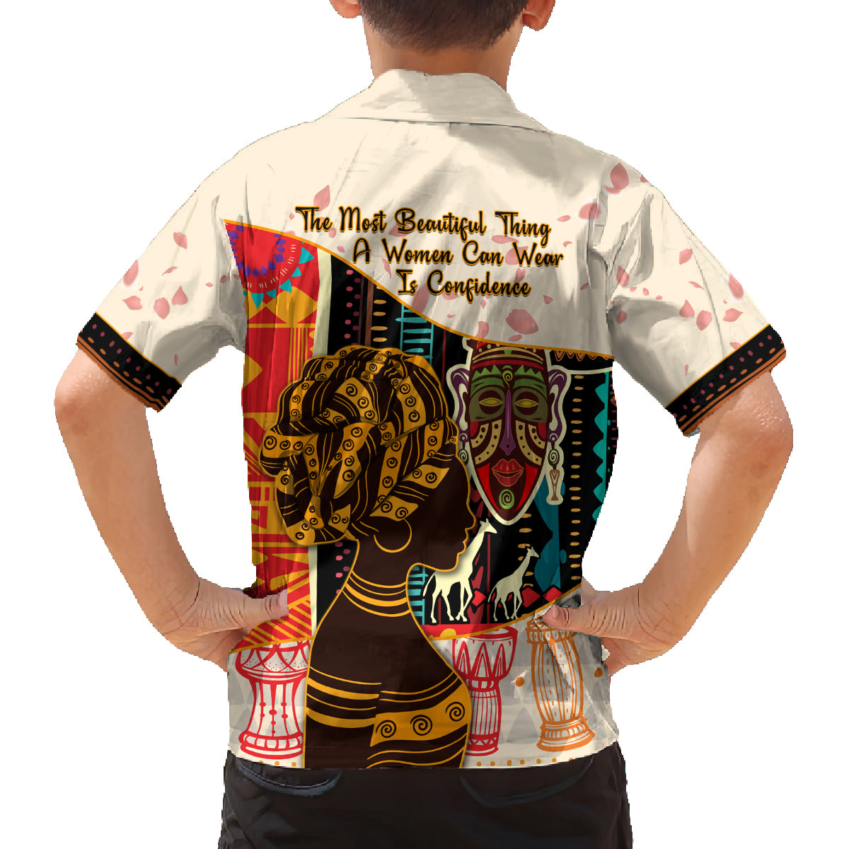 Africa International Women Day Family Matching Off Shoulder Short Dress and Hawaiian Shirt African Pattern - Wonder Print Shop