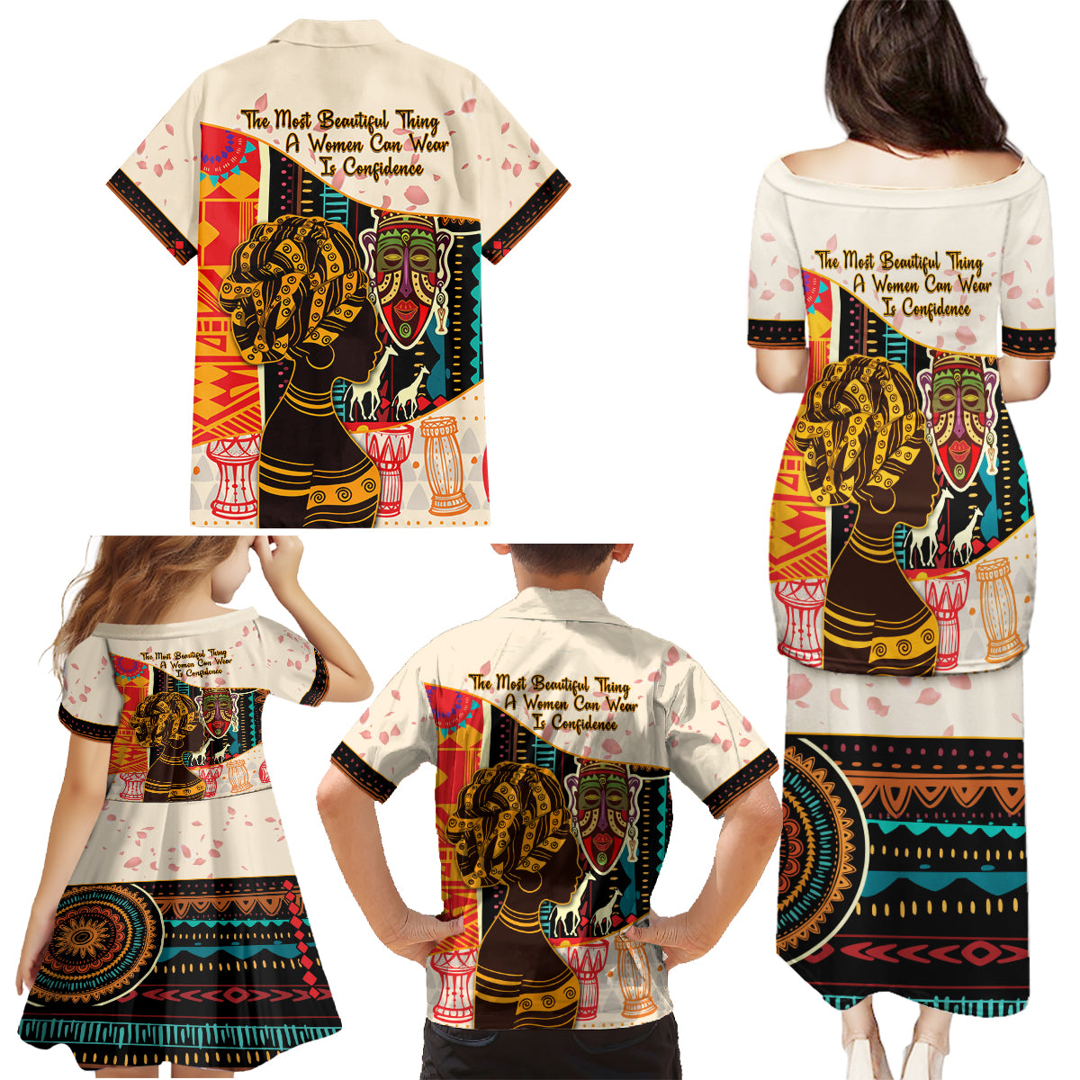 Africa International Women Day Family Matching Puletasi and Hawaiian Shirt African Pattern - Wonder Print Shop