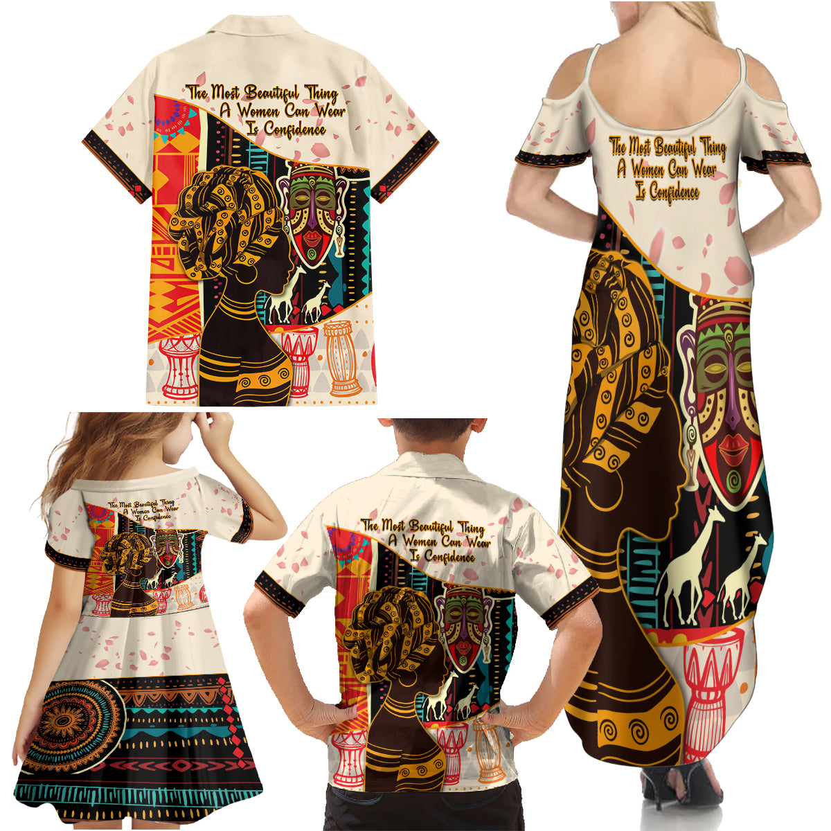 Africa International Women Day Family Matching Summer Maxi Dress and Hawaiian Shirt African Pattern - Wonder Print Shop