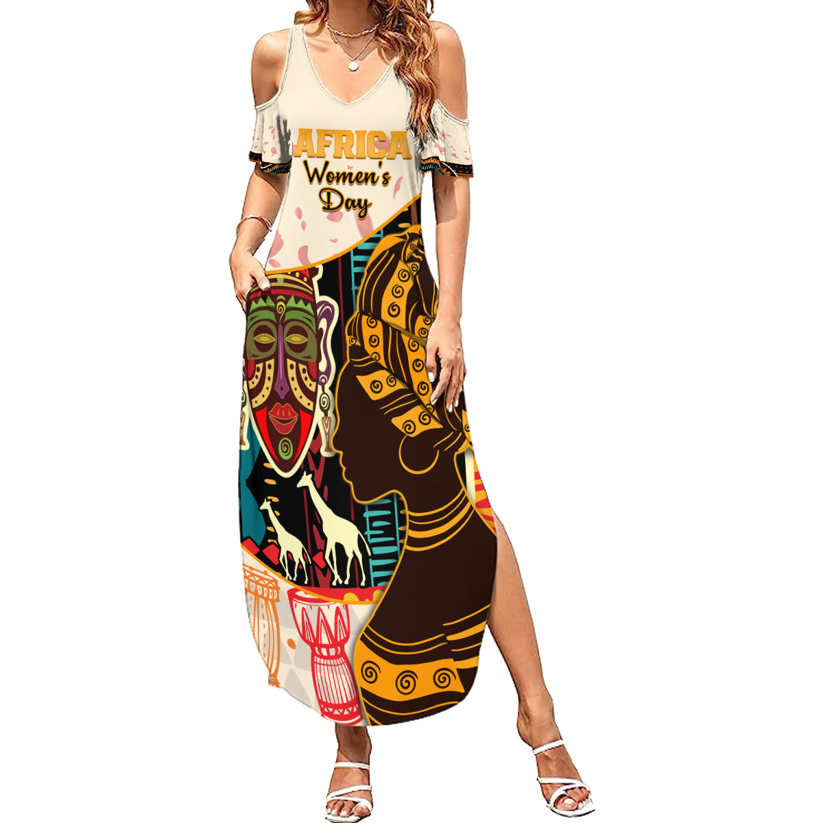 Africa International Women Day Family Matching Summer Maxi Dress and Hawaiian Shirt African Pattern - Wonder Print Shop