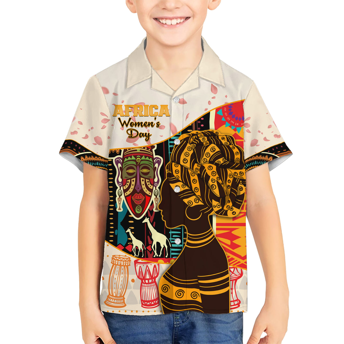Africa International Women Day Kid Hawaiian Shirt African Pattern - Wonder Print Shop