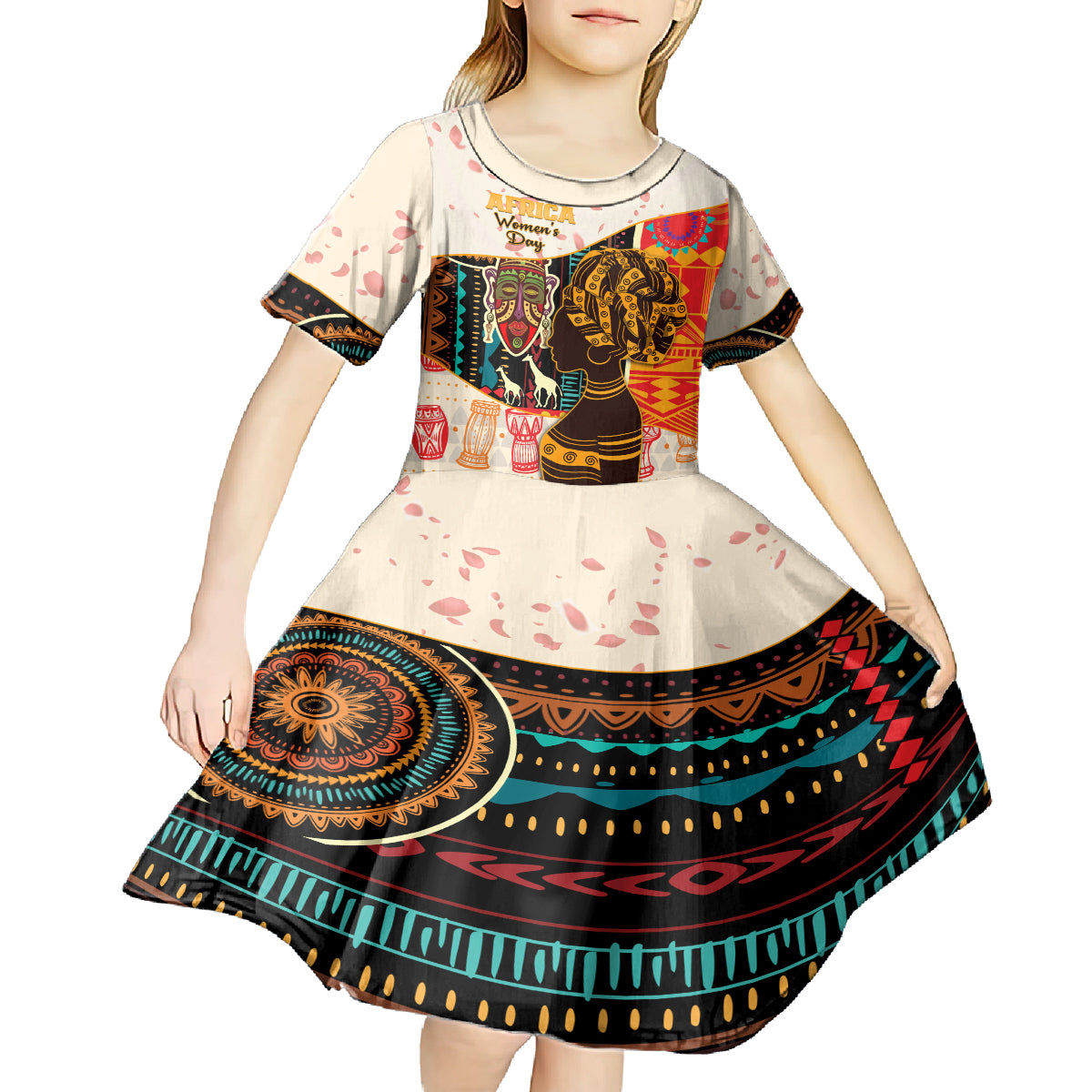 Africa International Women Day Kid Short Sleeve Dress African Pattern - Wonder Print Shop