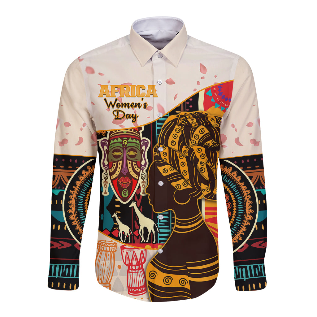 Africa International Women Day Long Sleeve Button Shirt African Pattern - Wonder Print Shop