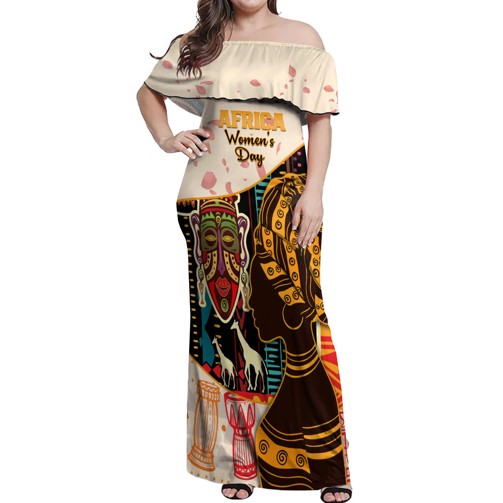 Africa International Women Day Off Shoulder Maxi Dress African Pattern - Wonder Print Shop