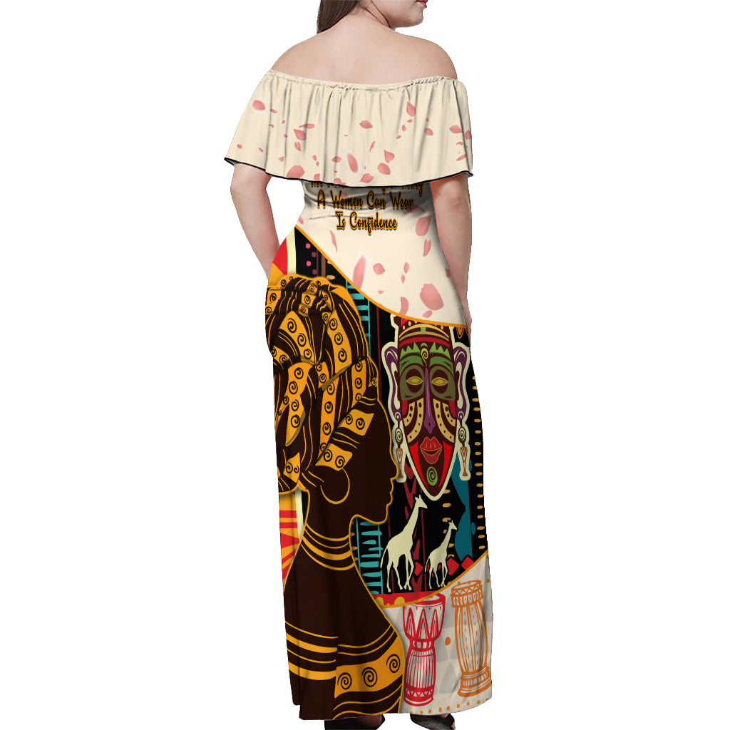 Africa International Women Day Off Shoulder Maxi Dress African Pattern - Wonder Print Shop