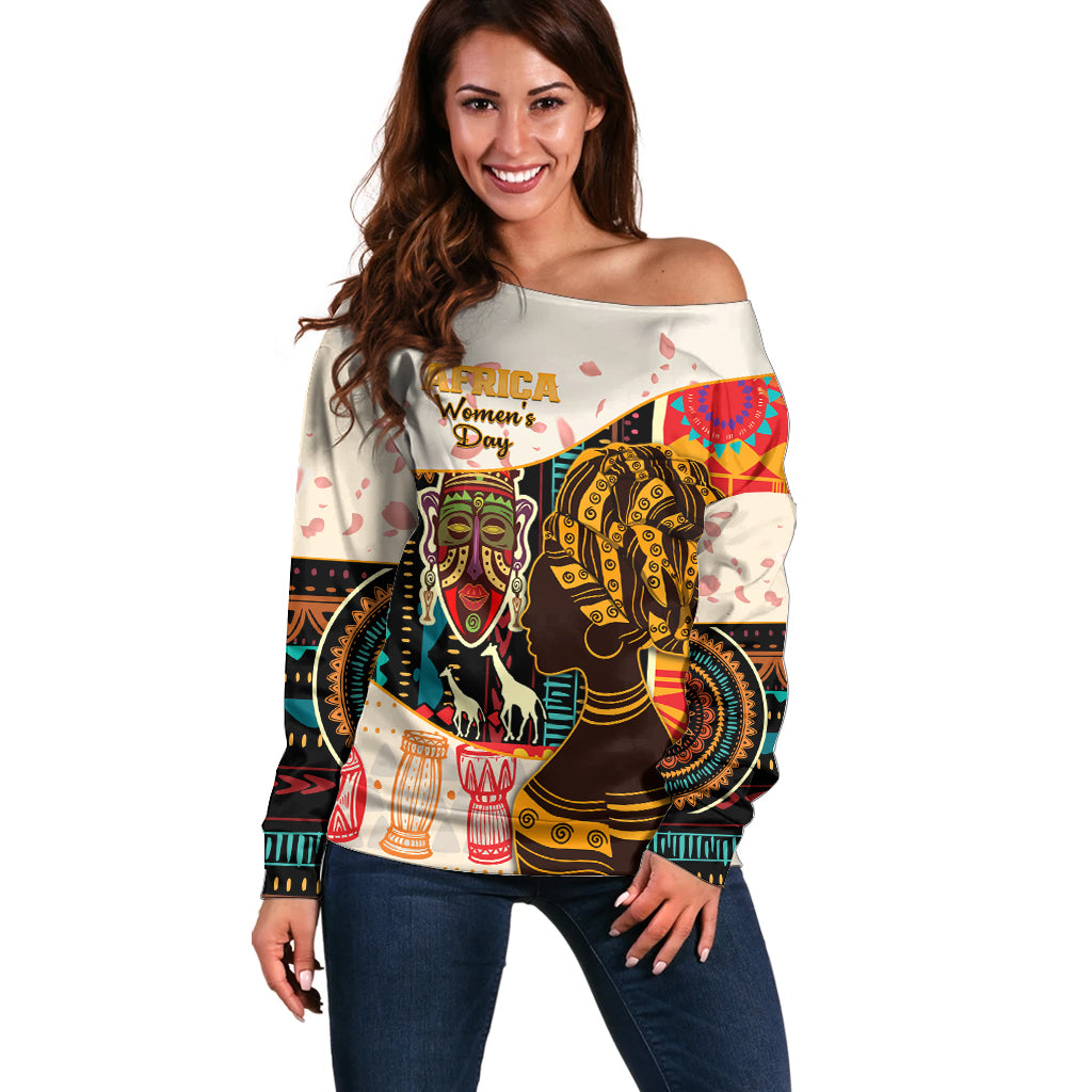 Africa International Women Day Off Shoulder Sweater African Pattern - Wonder Print Shop
