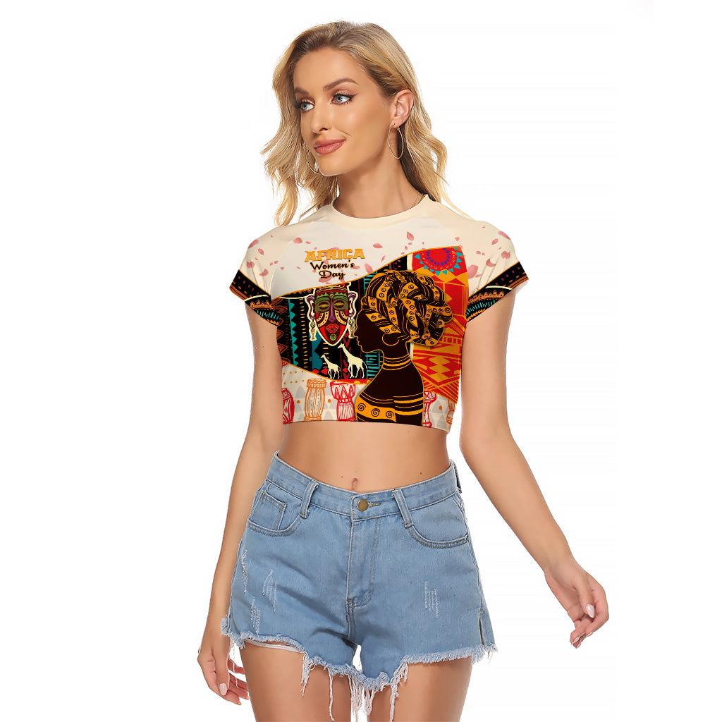 Africa International Women Day Raglan Cropped T Shirt African Pattern - Wonder Print Shop