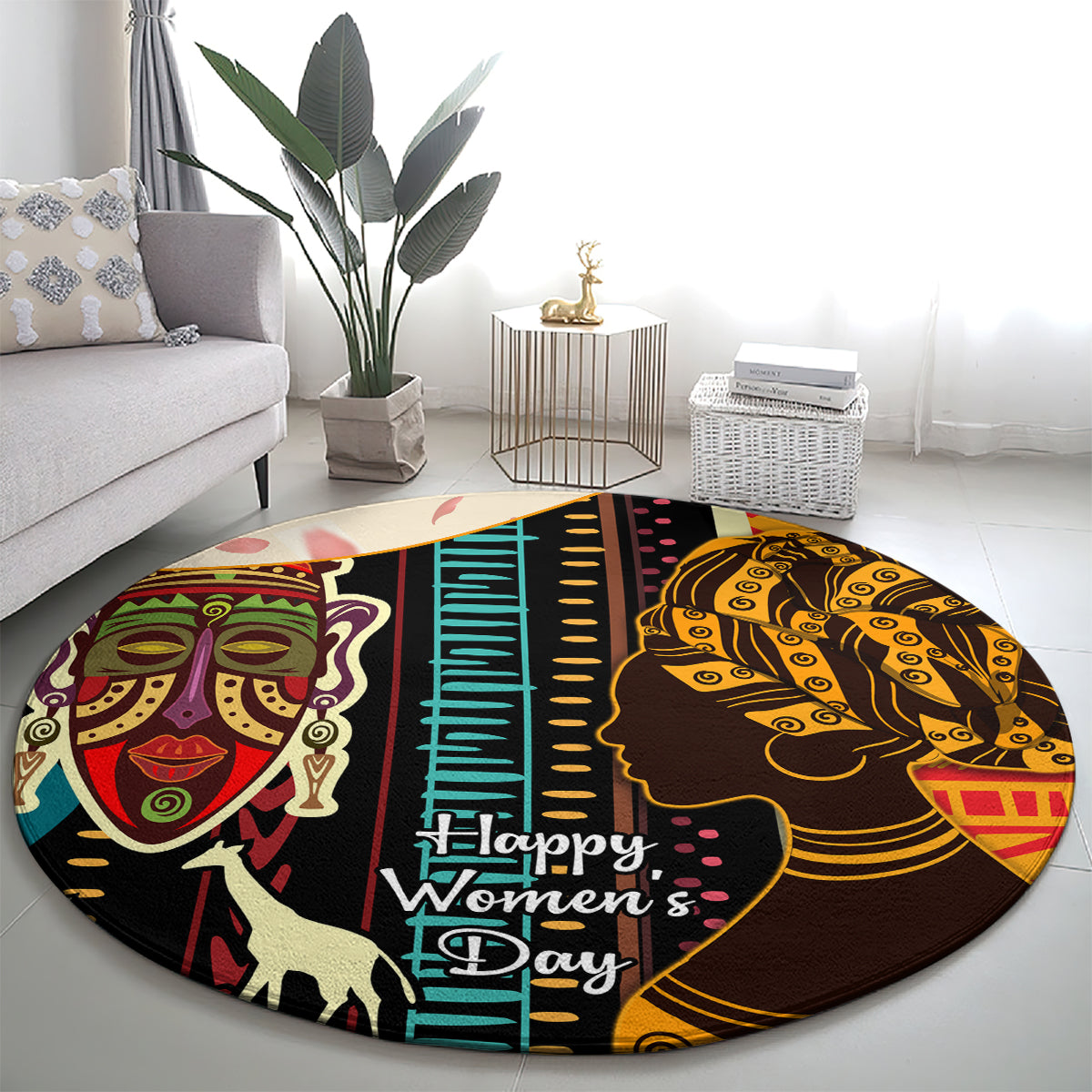 Africa International Women Day Round Carpet African Pattern