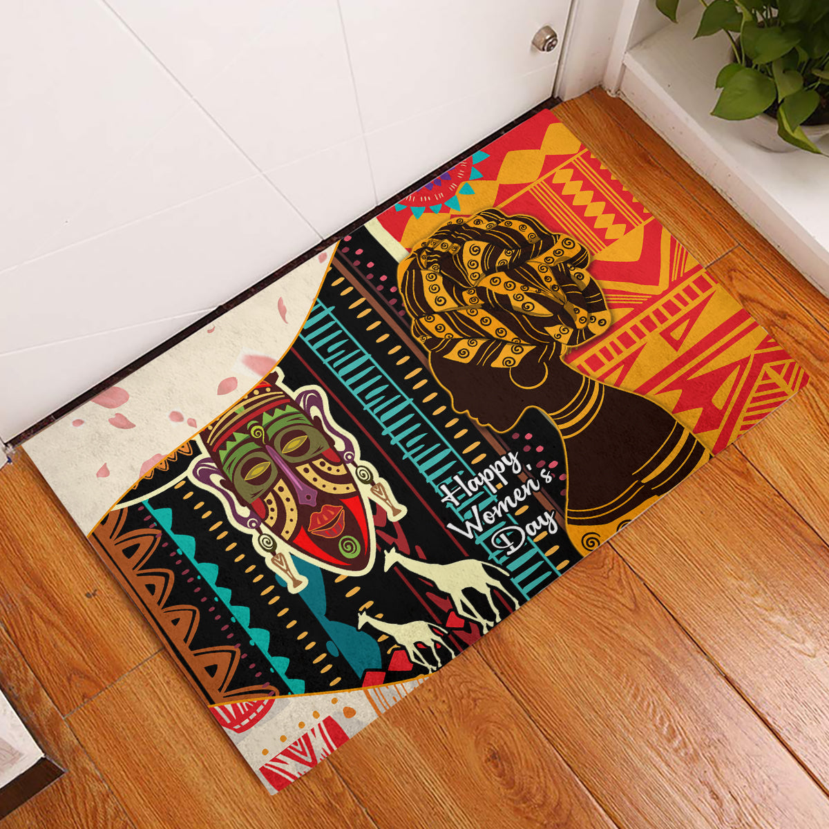 Africa International Women Day Rubber Doormat African Pattern - Wonder Print Shop