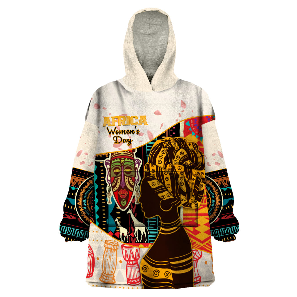 Africa International Women Day Wearable Blanket Hoodie African Pattern - Wonder Print Shop