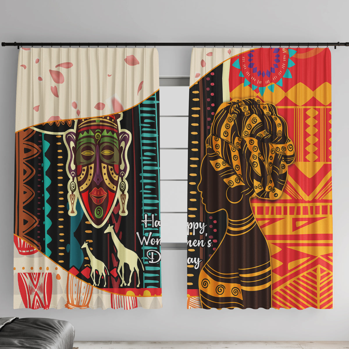Africa International Women Day Window Curtain African Pattern - Wonder Print Shop