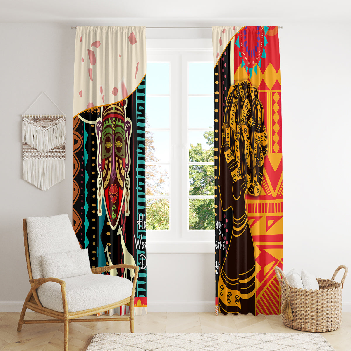 Africa International Women Day Window Curtain African Pattern - Wonder Print Shop