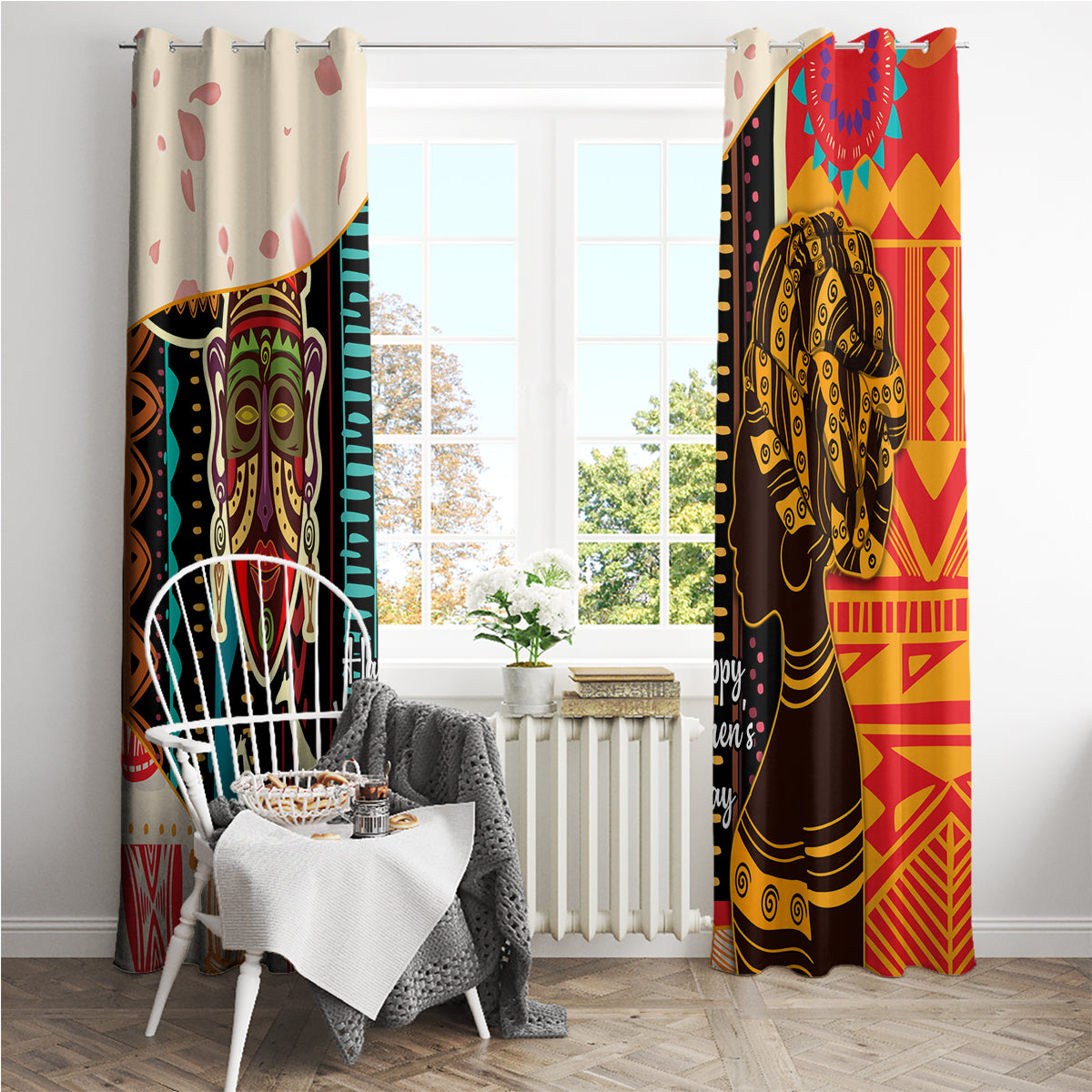 Africa International Women Day Window Curtain African Pattern - Wonder Print Shop