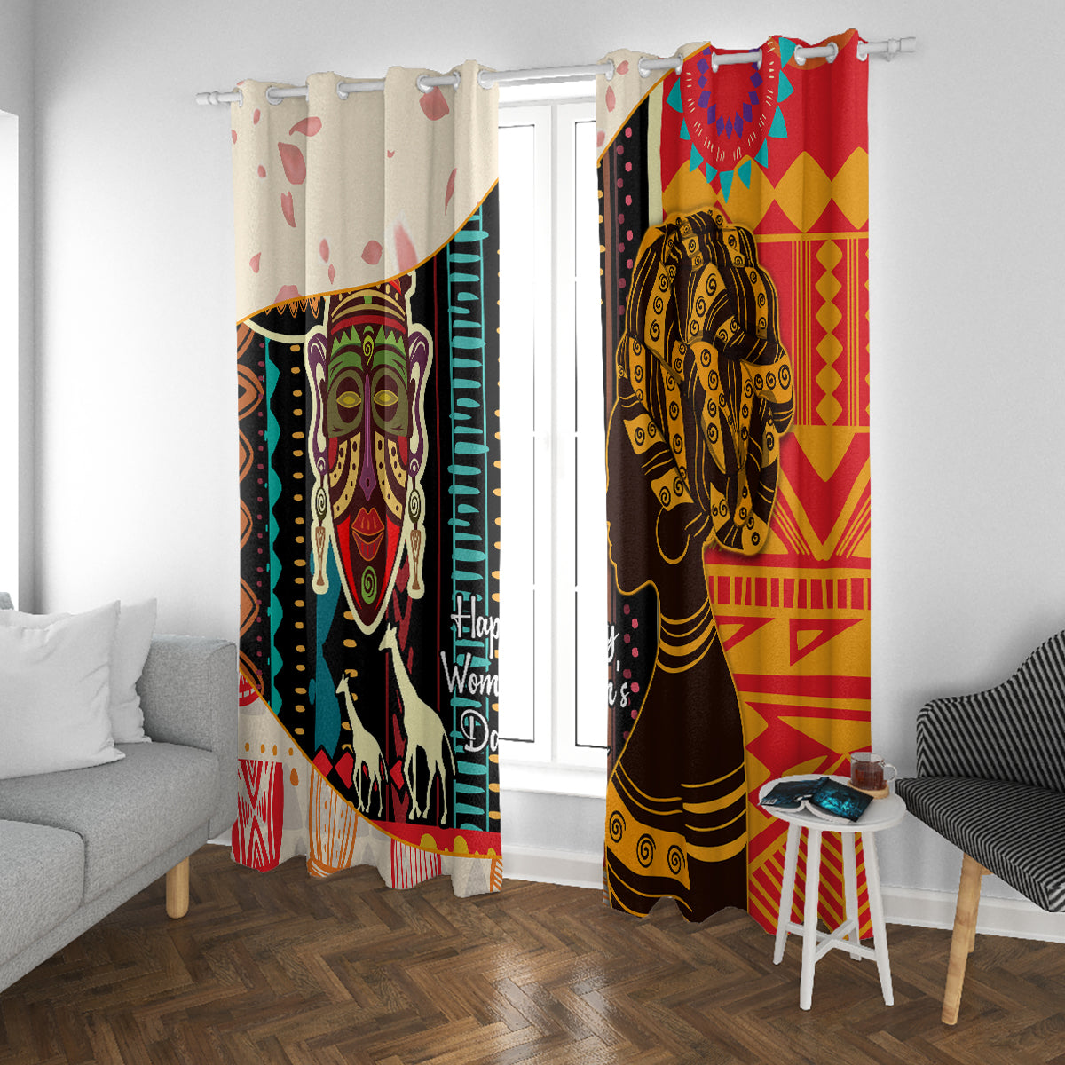 Africa International Women Day Window Curtain African Pattern - Wonder Print Shop