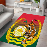 Bangladesh Independence Day Area Rug Royal Bengal Tiger With Coat Of Arms - Wonder Print Shop