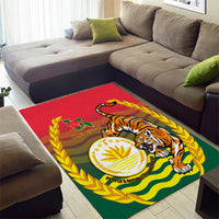 Bangladesh Independence Day Area Rug Royal Bengal Tiger With Coat Of Arms - Wonder Print Shop