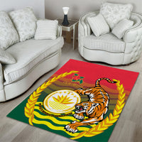 Bangladesh Independence Day Area Rug Royal Bengal Tiger With Coat Of Arms - Wonder Print Shop