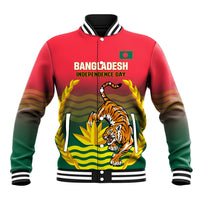 Bangladesh Independence Day Baseball Jacket Royal Bengal Tiger With Coat Of Arms - Wonder Print Shop