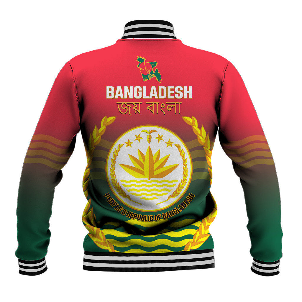 Bangladesh Independence Day Baseball Jacket Royal Bengal Tiger With Coat Of Arms - Wonder Print Shop