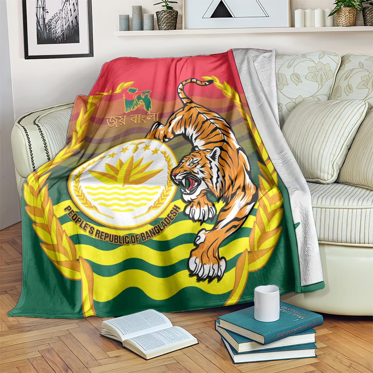 Bangladesh Independence Day Blanket Royal Bengal Tiger With Coat Of Arms