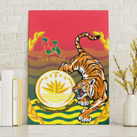 Bangladesh Independence Day Canvas Wall Art Royal Bengal Tiger With Coat Of Arms - Wonder Print Shop