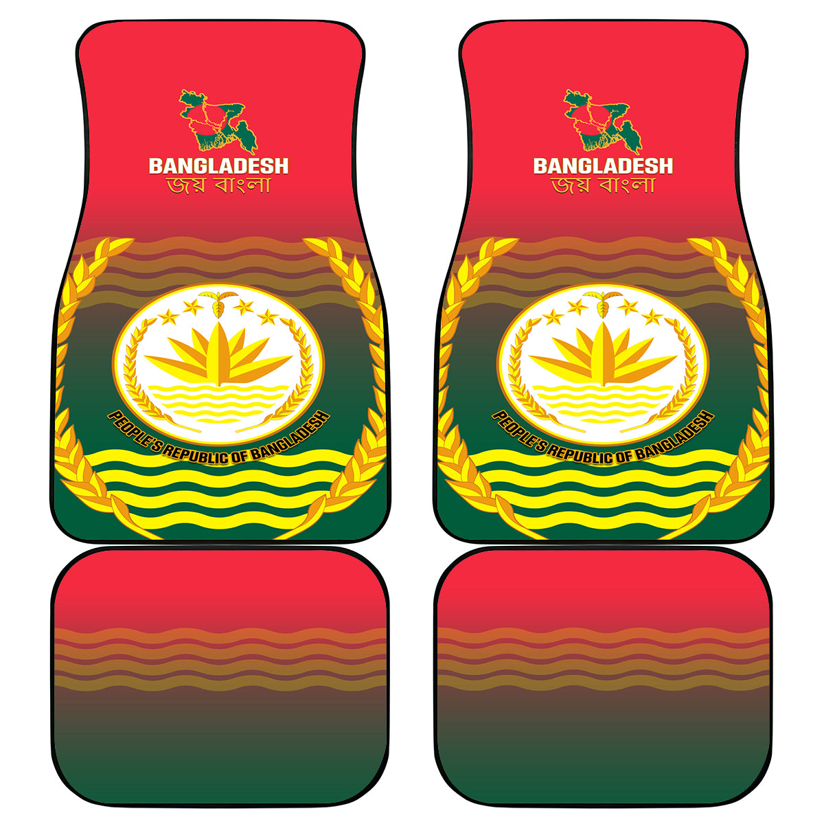 Bangladesh Independence Day Car Mats Royal Bengal Tiger With Coat Of Arms - Wonder Print Shop