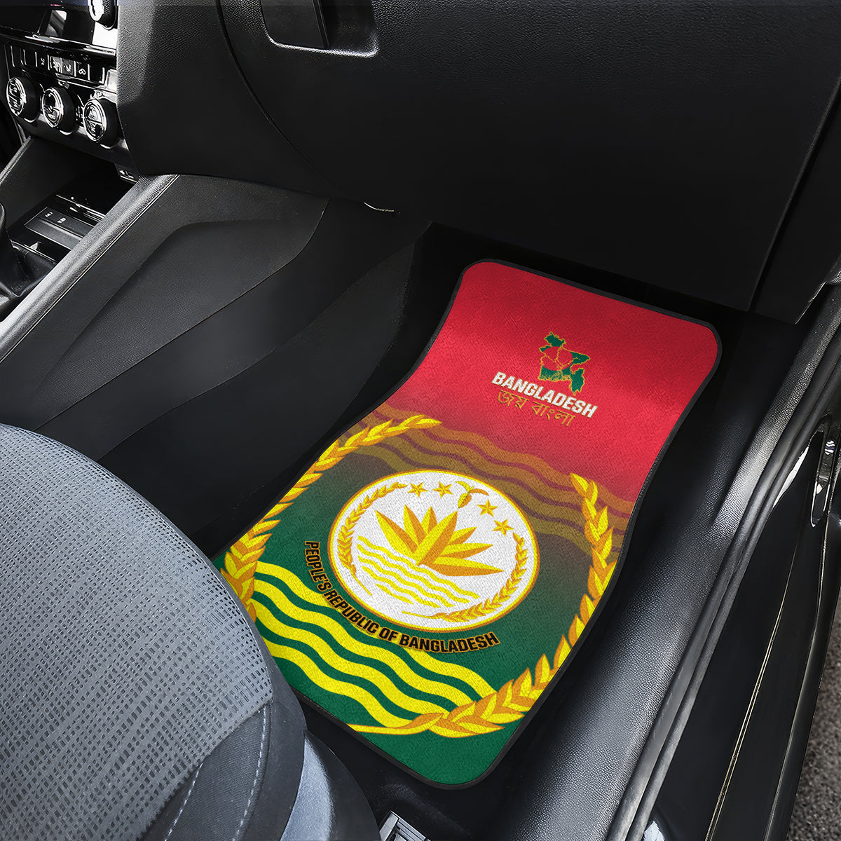 Bangladesh Independence Day Car Mats Royal Bengal Tiger With Coat Of Arms - Wonder Print Shop