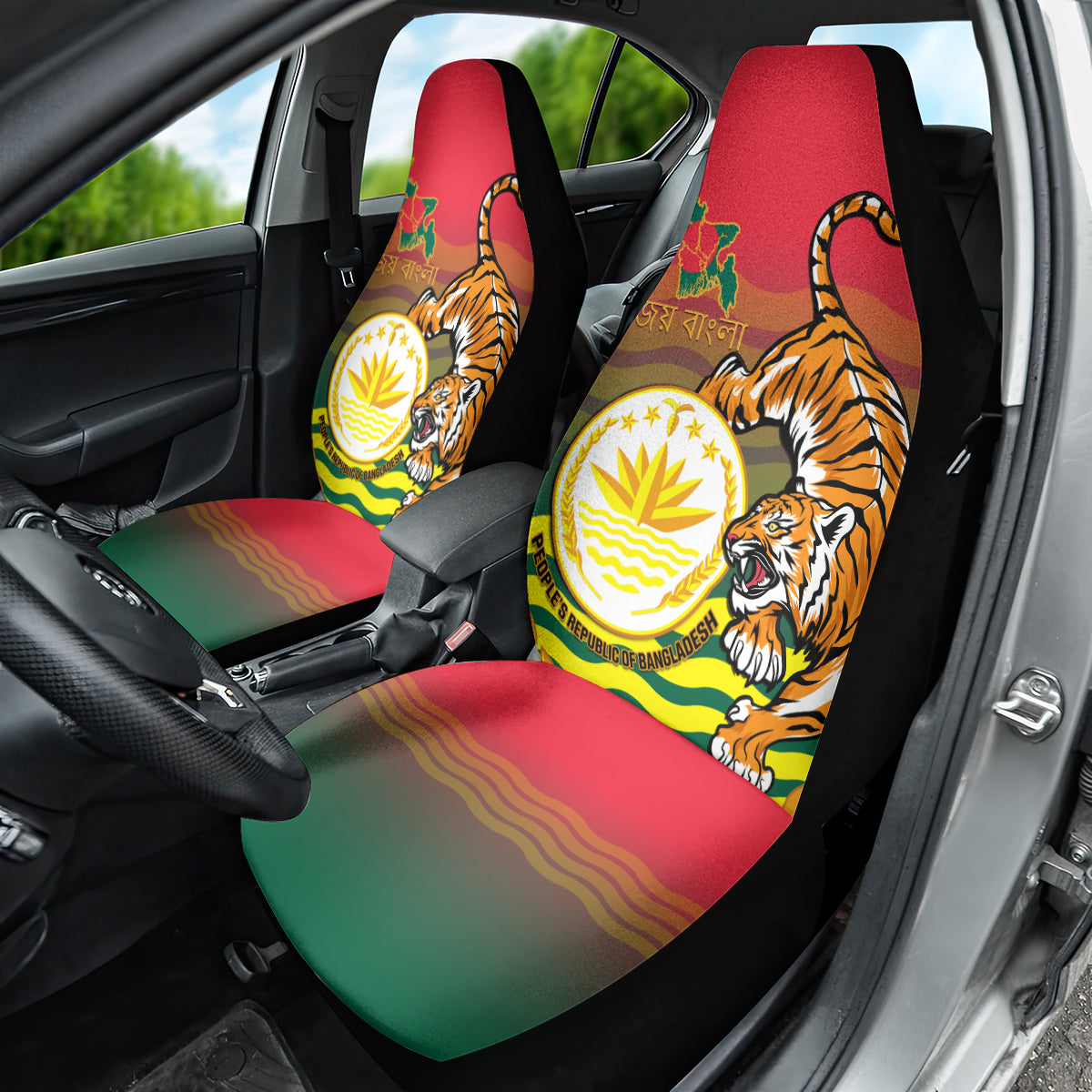 Bangladesh Independence Day Car Seat Cover Royal Bengal Tiger With Coat Of Arms - Wonder Print Shop