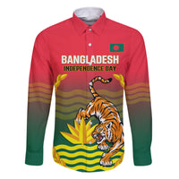 Bangladesh Independence Day Family Matching Long Sleeve Bodycon Dress and Hawaiian Shirt Royal Bengal Tiger With Coat Of Arms - Wonder Print Shop