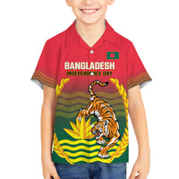 Bangladesh Independence Day Family Matching Long Sleeve Bodycon Dress and Hawaiian Shirt Royal Bengal Tiger With Coat Of Arms - Wonder Print Shop