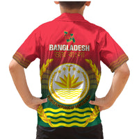 Bangladesh Independence Day Family Matching Mermaid Dress and Hawaiian Shirt Royal Bengal Tiger With Coat Of Arms - Wonder Print Shop