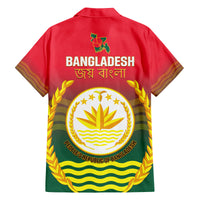 Bangladesh Independence Day Family Matching Off Shoulder Long Sleeve Dress and Hawaiian Shirt Royal Bengal Tiger With Coat Of Arms - Wonder Print Shop