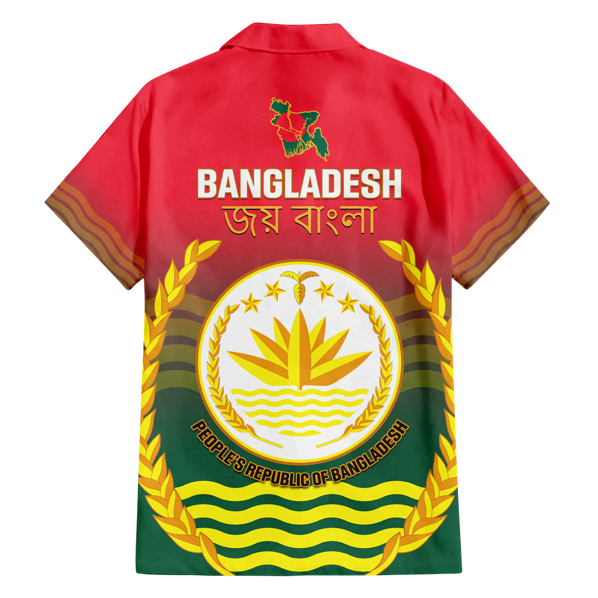 Bangladesh Independence Day Family Matching Off Shoulder Short Dress and Hawaiian Shirt Royal Bengal Tiger With Coat Of Arms - Wonder Print Shop