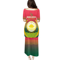 Bangladesh Independence Day Family Matching Puletasi and Hawaiian Shirt Royal Bengal Tiger With Coat Of Arms - Wonder Print Shop