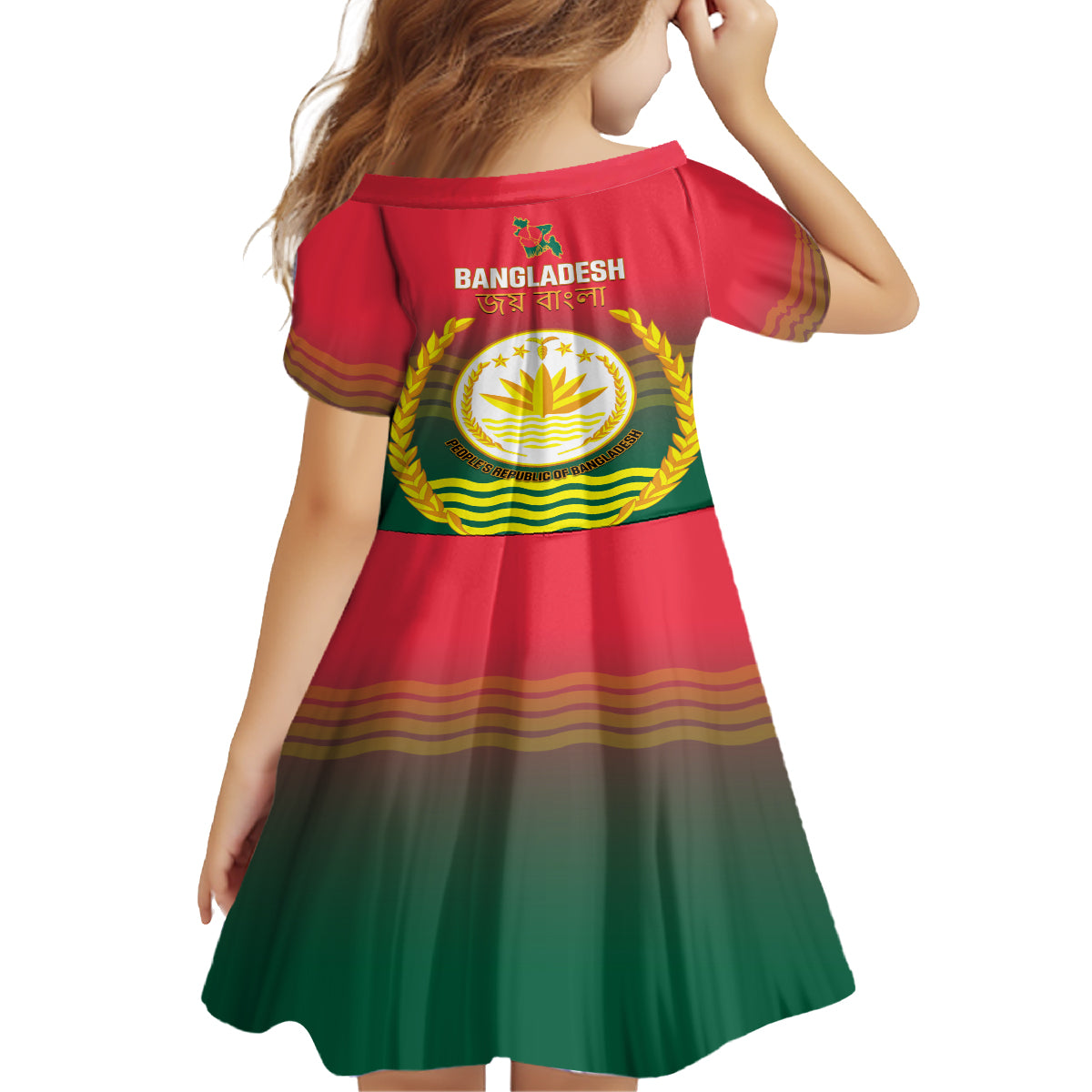 Bangladesh Independence Day Family Matching Summer Maxi Dress and Hawaiian Shirt Royal Bengal Tiger With Coat Of Arms - Wonder Print Shop
