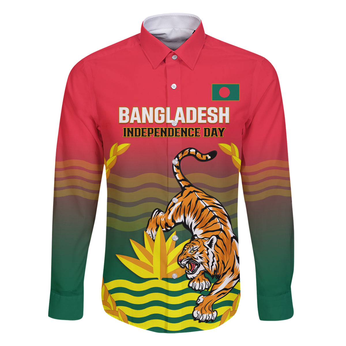 Bangladesh Independence Day Family Matching Summer Maxi Dress and Hawaiian Shirt Royal Bengal Tiger With Coat Of Arms - Wonder Print Shop