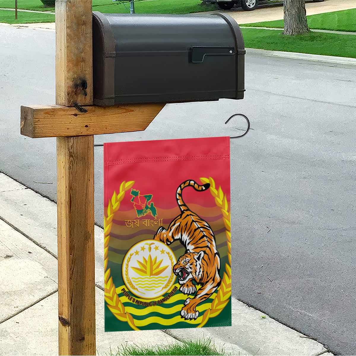 Bangladesh Independence Day Garden Flag Royal Bengal Tiger With Coat Of Arms - Wonder Print Shop