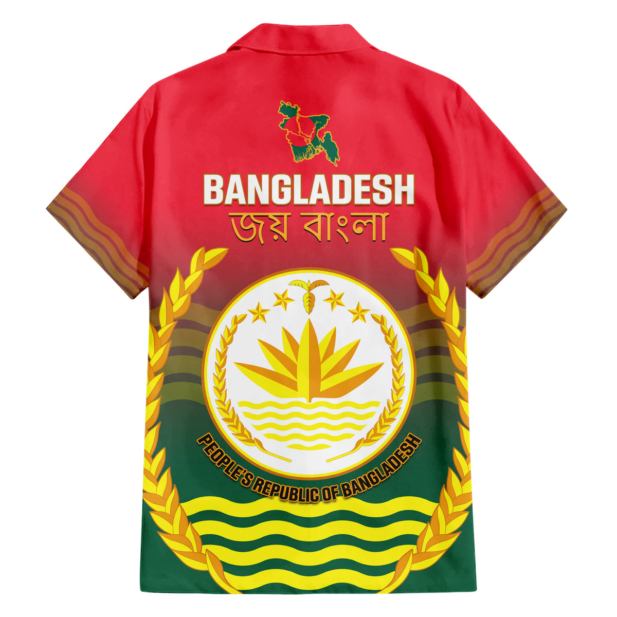 Bangladesh Independence Day Hawaiian Shirt Royal Bengal Tiger With Coat Of Arms - Wonder Print Shop