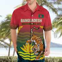 Bangladesh Independence Day Hawaiian Shirt Royal Bengal Tiger With Coat Of Arms - Wonder Print Shop