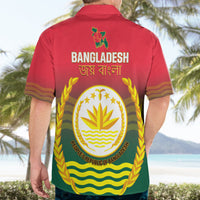 Bangladesh Independence Day Hawaiian Shirt Royal Bengal Tiger With Coat Of Arms - Wonder Print Shop