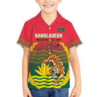Bangladesh Independence Day Hawaiian Shirt Royal Bengal Tiger With Coat Of Arms - Wonder Print Shop