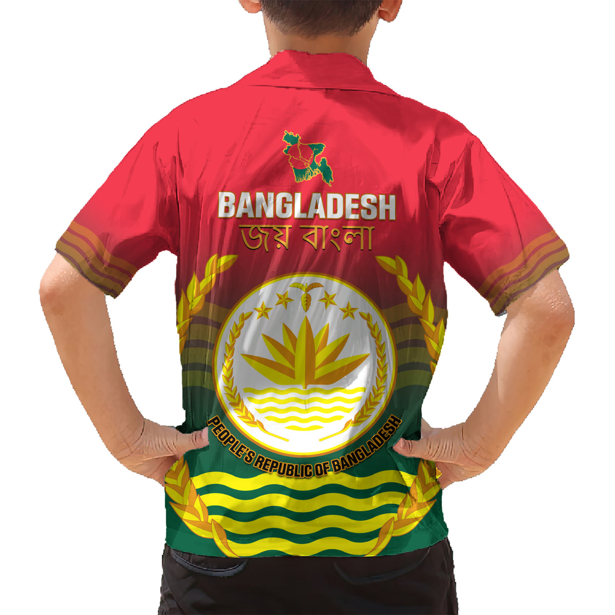 Bangladesh Independence Day Hawaiian Shirt Royal Bengal Tiger With Coat Of Arms - Wonder Print Shop