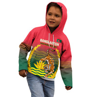 Bangladesh Independence Day Kid Hoodie Royal Bengal Tiger With Coat Of Arms - Wonder Print Shop