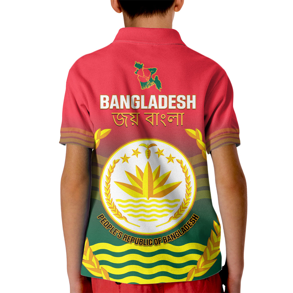 Bangladesh Independence Day Kid Polo Shirt Royal Bengal Tiger With Coat Of Arms - Wonder Print Shop