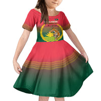 Bangladesh Independence Day Kid Short Sleeve Dress Royal Bengal Tiger With Coat Of Arms - Wonder Print Shop